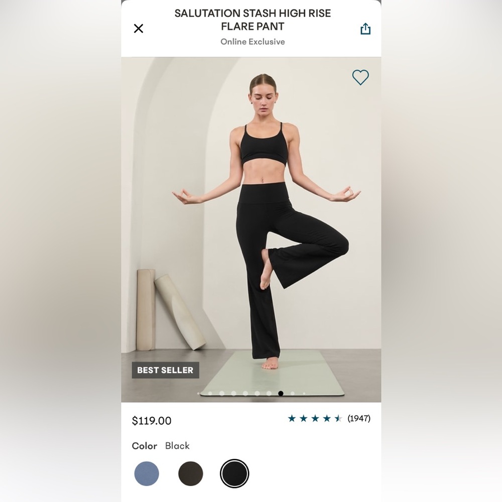 NWT Athleta Salutation stash flare pant black XS